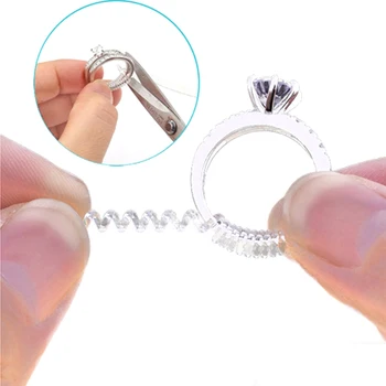 

12pcs Durable Spiral Design Reducer Practical Invisible Ring Size Adjuster Jewelry Guard Tightener Transparent Resizing Tools