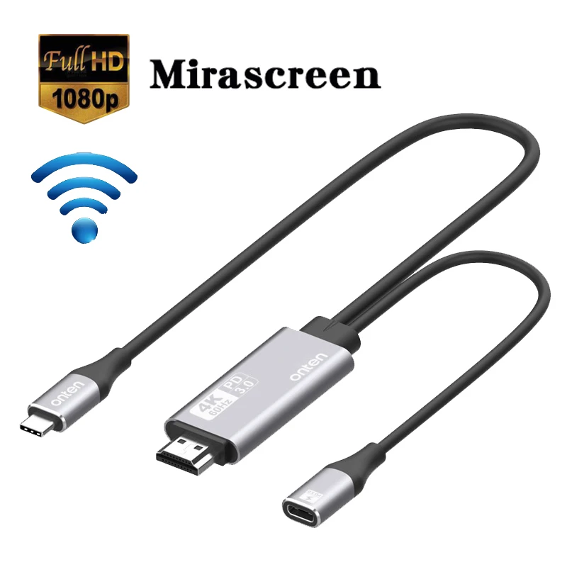 Cable compatible con USB C a HDMI tipo C para compartir pantalla, 4K, HD, 60Hz, Plug and play, 1,8 M de largo, diseño de línea, receptor pantalla PD3.0 HDMI| -