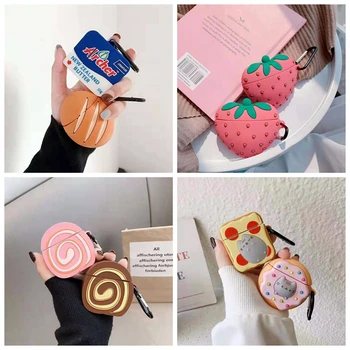 

For AirPods Case 3D Personality Couple Delicious Food Case For Airpods 2/i10/i11 TWS Protect Cover with Carabine Hook