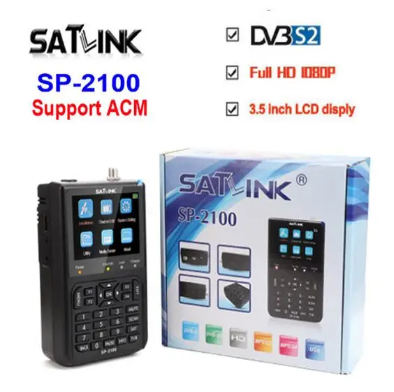 SATLINK SP-2100 HD Sat Finder acm backlight DVB S2 ws6933 MPEG-2/4 Digital Satellite Meter with 3.5 Inch LCD Screen | Электроника