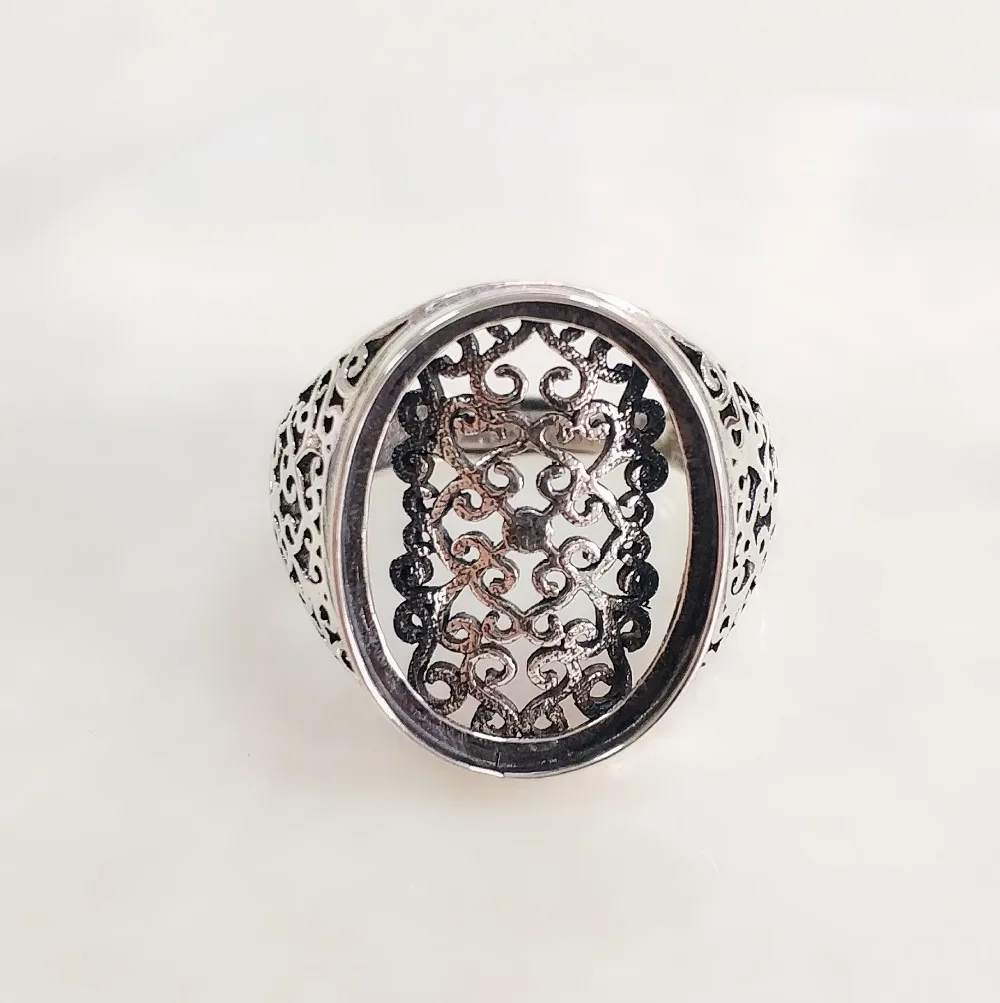 14*19mm 925 STERLING SILVER men's Semi Mount Bases Blanks base blank Pad VINTAGE rings ring Setting set diy A4392
