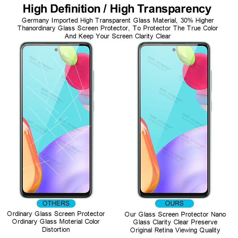 Protector de pantalla para Samsung, película de protección, cristal transparente, 3 unidades, para modelos Galaxy A52, 5G, A51, A50, A03S A22, A12, A32, A72, M12, M22, M32 - Imagen 6