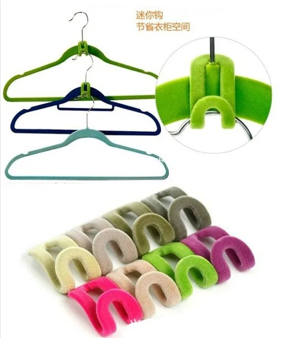 

10 PCS Velvet Hanger Clips Mini Flocking Cloth Hanger Hooks Cloth Wardrobe Hooks For Home Storage Closet Organizer Accessory