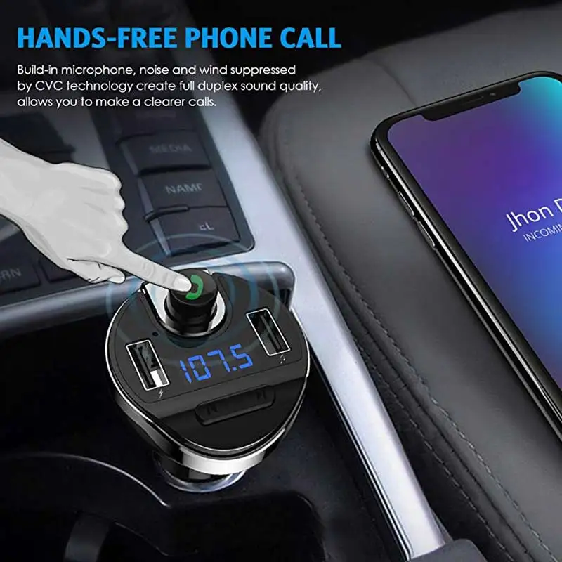 Bluetooth fm-передатчик для CarDual usb зарядки портов громкой связи U Dis TF карта MP3 музыкальный плеер
