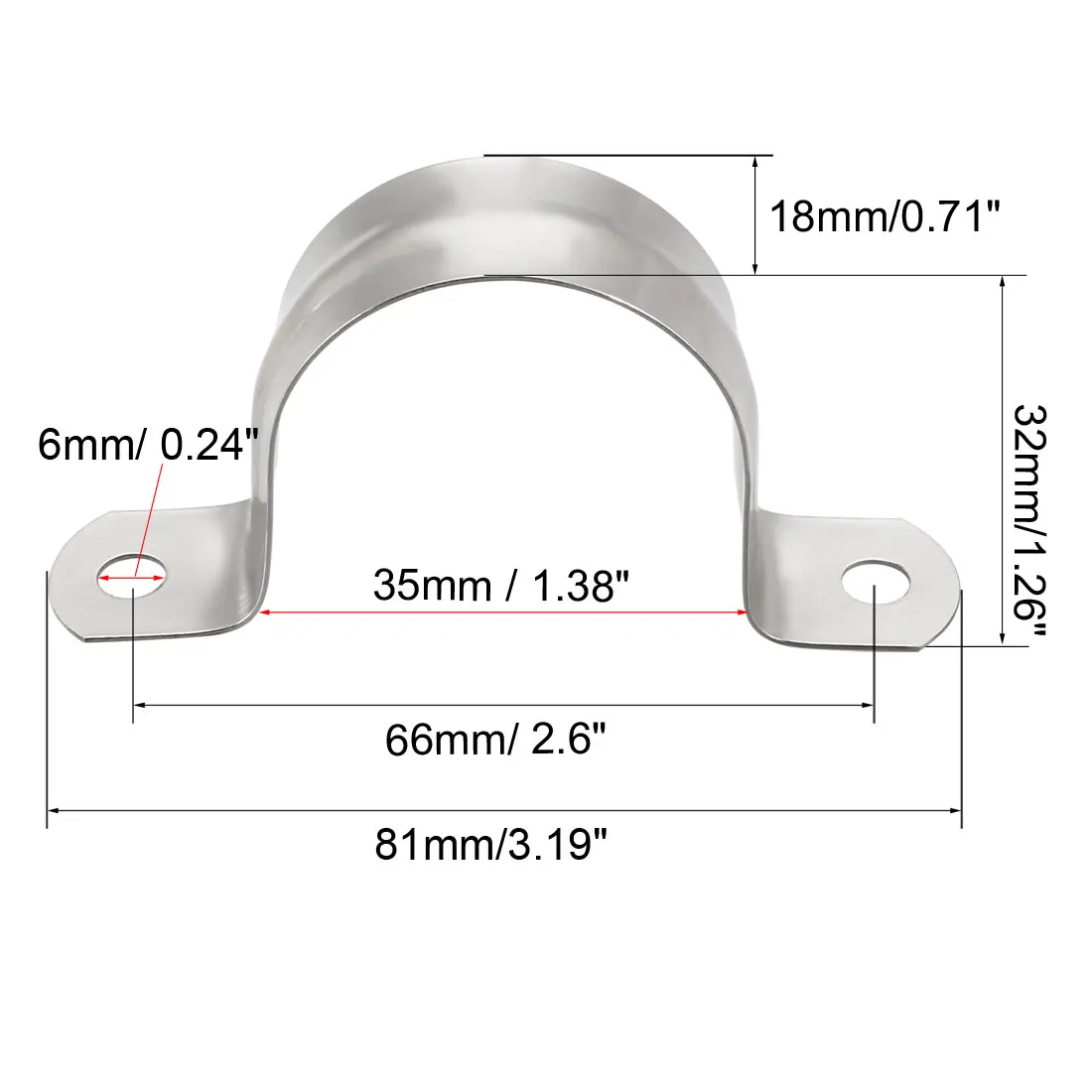 uxcell 5-200pcs 20mm 25mm 27mm 32mm 35mm 40mm Rigid Pipe Strap 304 Stainless Steel 2 Holes Clamps Straps