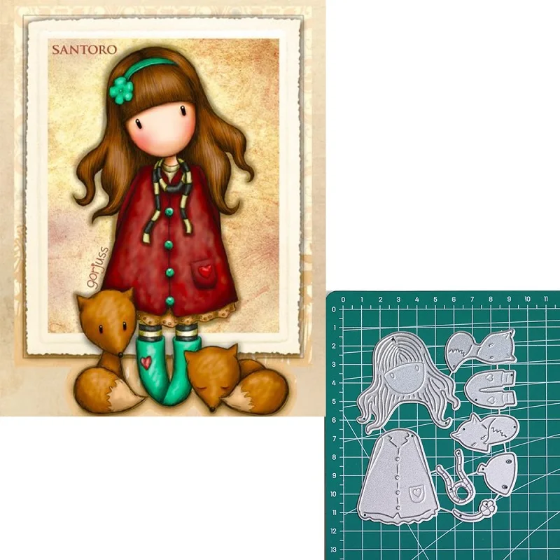 110 Two foxes relying on girl stencils for diy scrapbooking die new arrivals metal cutting dies card making frame | Дом и сад