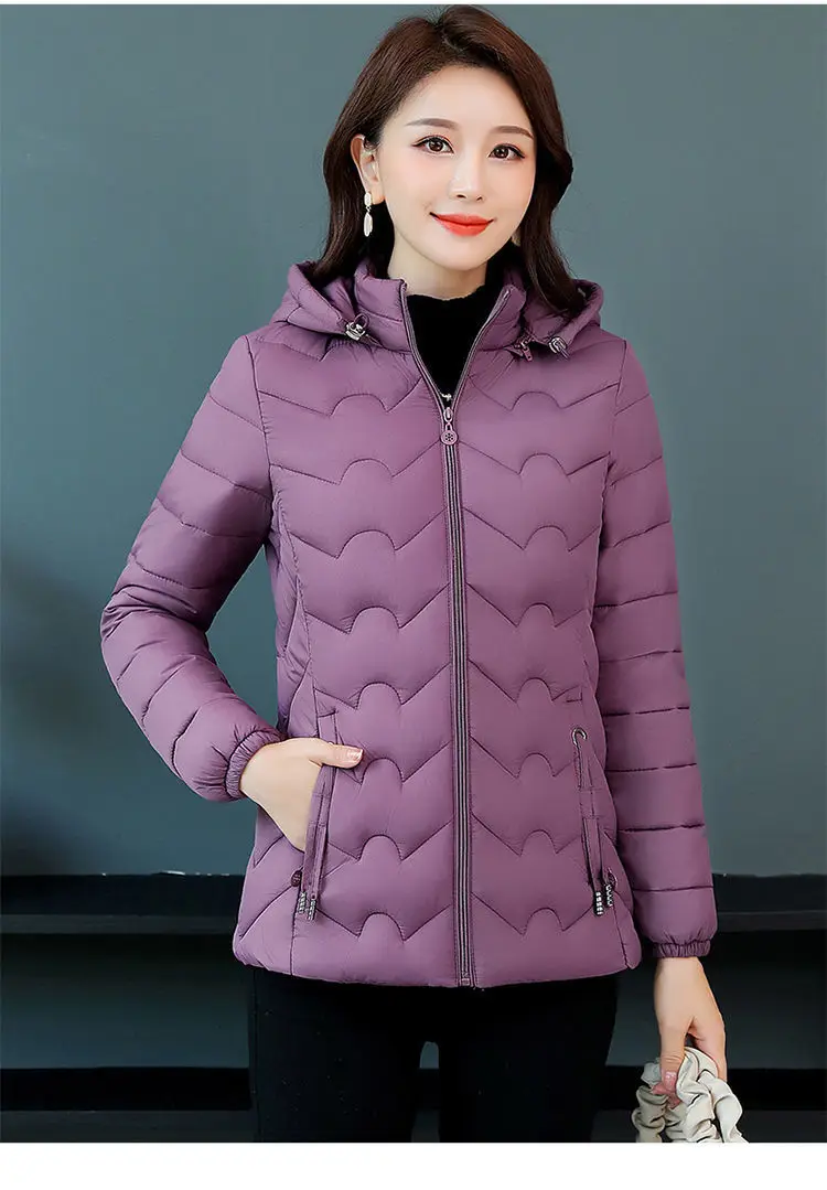 Chaqueta de algodón capucha para mujer, abrigo corto grueso y cálido con bolsillo y cremallera, Color sólido, a la moda, 2021 - AliExpress