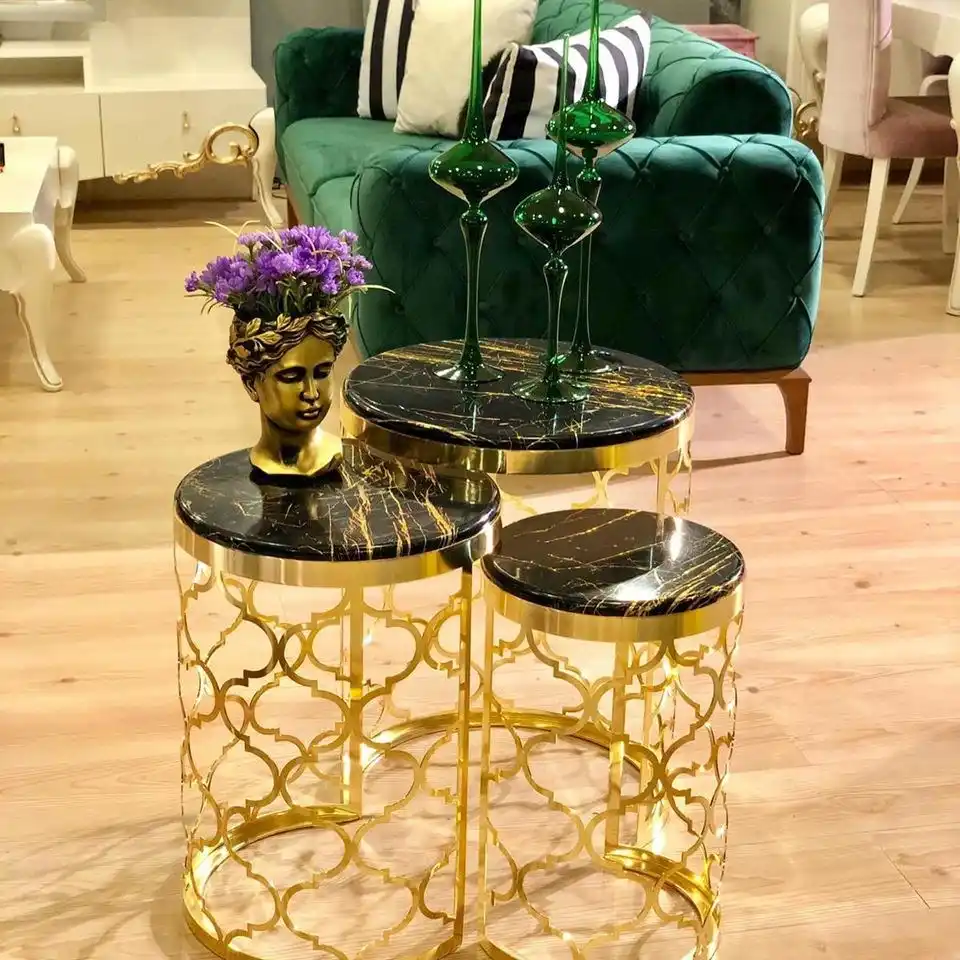 Gold Zigon Coffee Table 3 Lu Coffee Table Made In Turkey Membrane Looking Modern Home Rich Trendy Models Decor Metal Coffee Tables Aliexpress