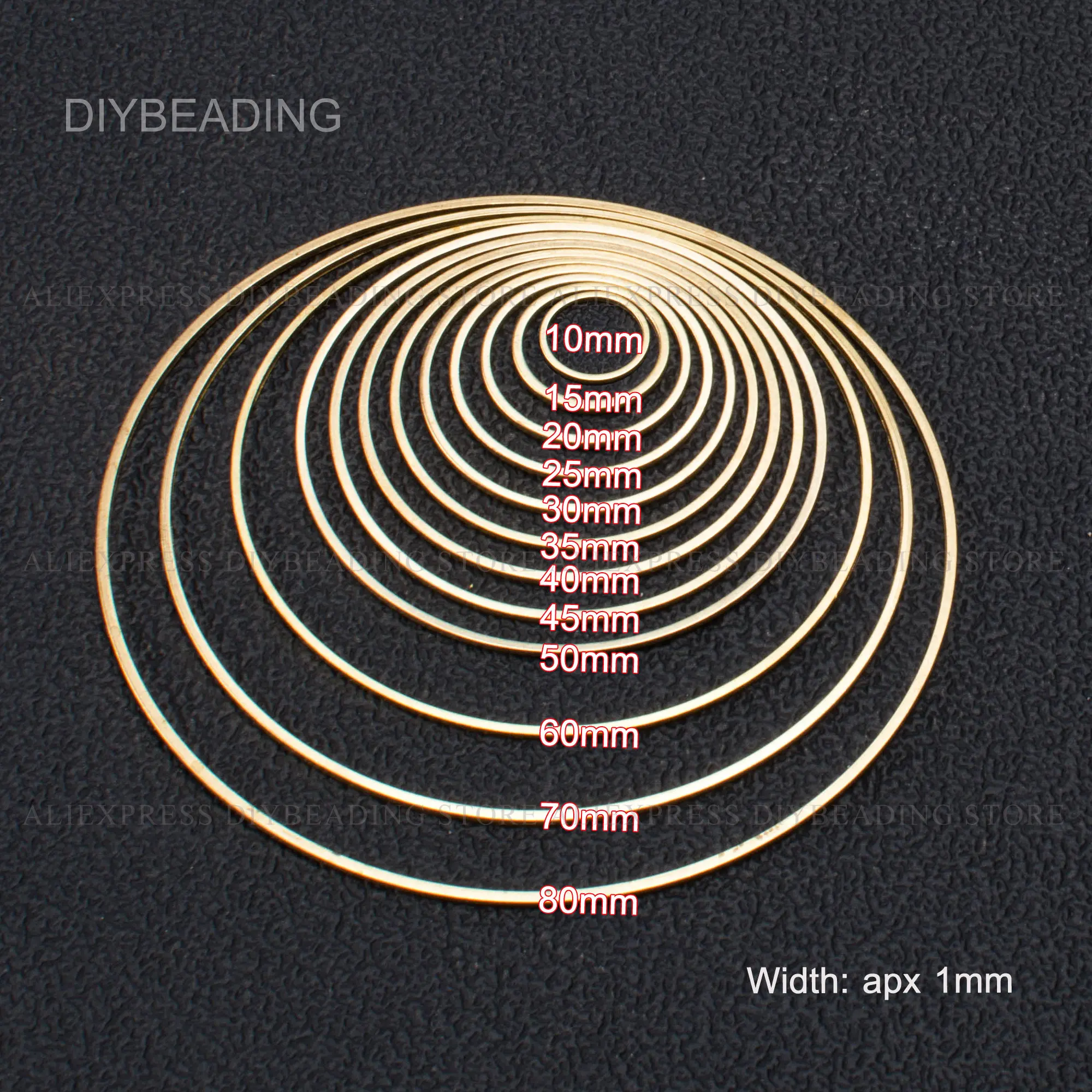 100 Pcs Brass Simple Circle Round Hoops Ring Link Connector for Earrings Necklace Making 10/15/20/25/30/35/40/45/50mm Finding