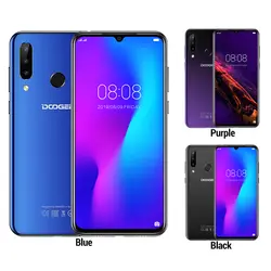 Doogee N20 4G смартфон 6,3 "водонепроницаемый экран мобильный телефон 4 Гб + 64 Гб Восьмиядерный 16MP тройные задние камеры 4350 мАч 10 Вт Быстрая зарядка