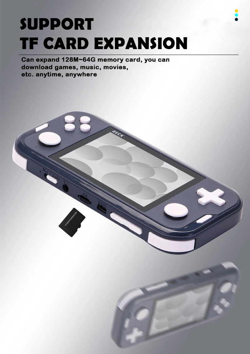 X350 Game Console Handheld Game Player 3.5 Inch IPS Screen with 6000+ Retro Games Video Game Console for GBA/MD/FC 10 Emulators