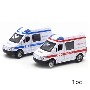 

1:36 Children Ambulance Police High Simulation Home Pull Back Diecast Birthday Alloy Sound Light Toy Vehicle Desktop Car Model