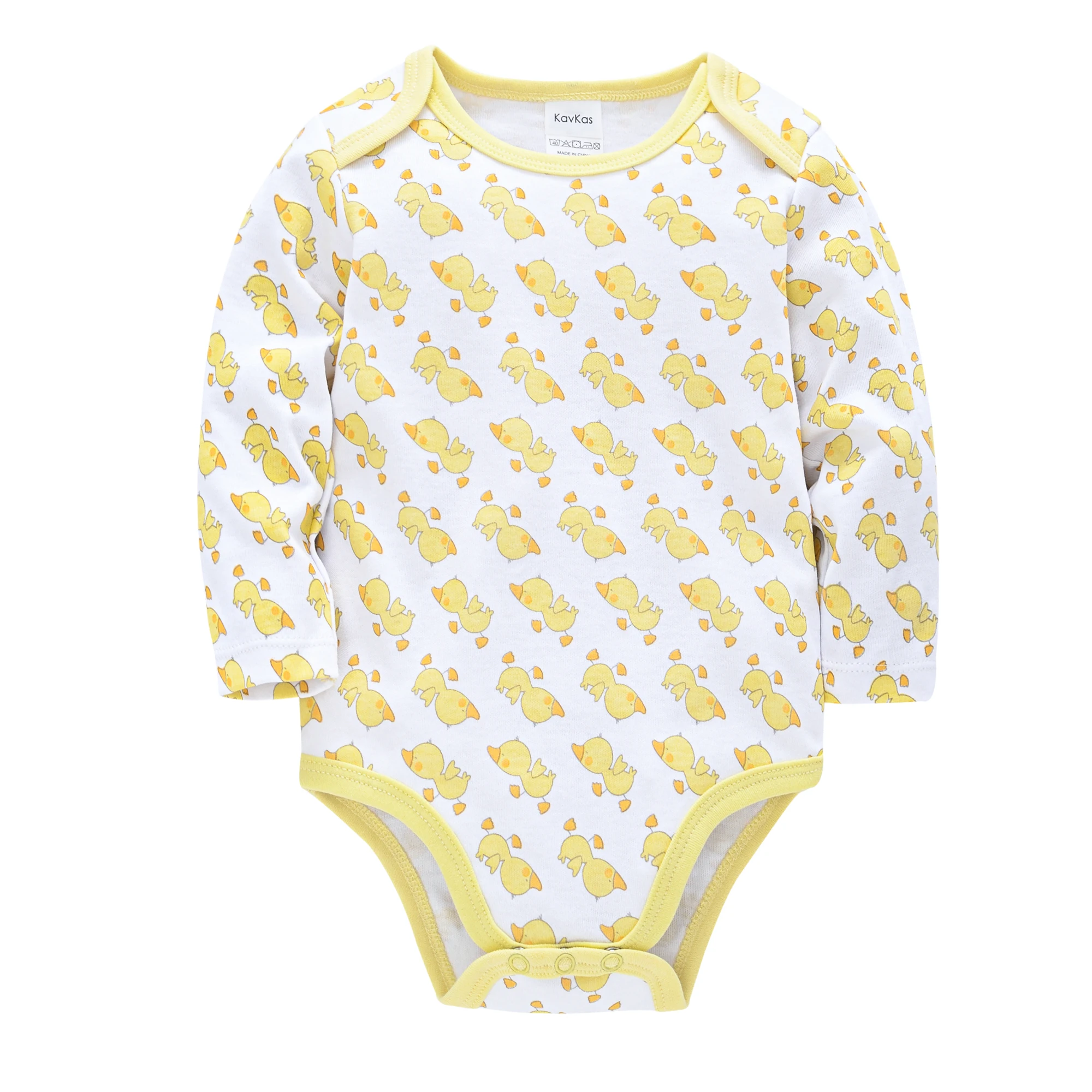 Baby One Piece Suit Bodysuits Long Sleeve Cartoon Piyopiyo Rubber Duck Printing Rompers Newborn