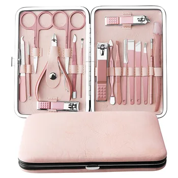 Nail Kit Tools 18 in 1 Manicure Set Grooming Kits Stainless Steel Pedicure Kit Nail Scissors Nail Clipper Sets (Rose Gold) 1
