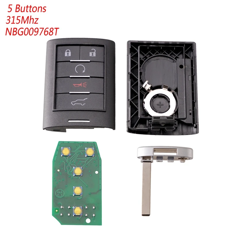 

Car Smart Remote Key 5 Buttons Fit For Cadillac 2010-2015 Srx 2013-2014 Ats Xts 315Mhz
