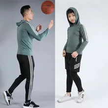 Весенне-осеннее приталенное пальто с капюшоном и длинными рукавами для взрослых и детей повседневные обтягивающие мужские топы для бега и фитнеса, мужская Толстовка