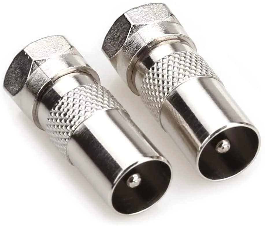 Adaptador de cable coaxial para antena de TV, Conector tornillo tipo F para satélite, convertidor macho|Enchufe y conectores| -