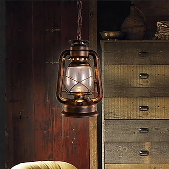 

Vintage Retro Bronze Lantern Ceiling Pendant Lamp Led Lights Loft E27 220V for Kitchen Lights Living/dining Room/parlor/bar/cafe