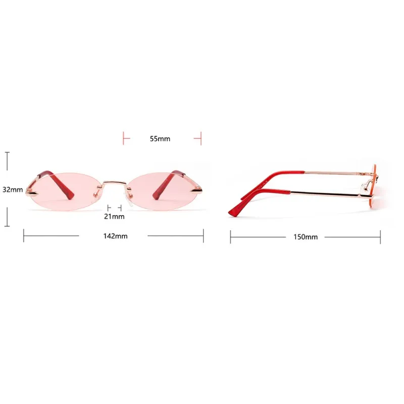 Ретро Овальные Солнцезащитные очки женские выполненные серый и красный цвета прозрачный объектив без оправы Солнцезащитные очки для женщин Uv400