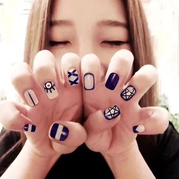 

Manicure Finished Product Fashion and Personality Short Fake Nails Patch 24 Sheet Boxed Wholesale D63