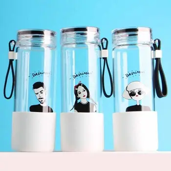 

Creative Small Fresh Tea Across The Trend Glass Female Korean Students Couple Cute Hand Cups Glass Water Bottle Plastic Water