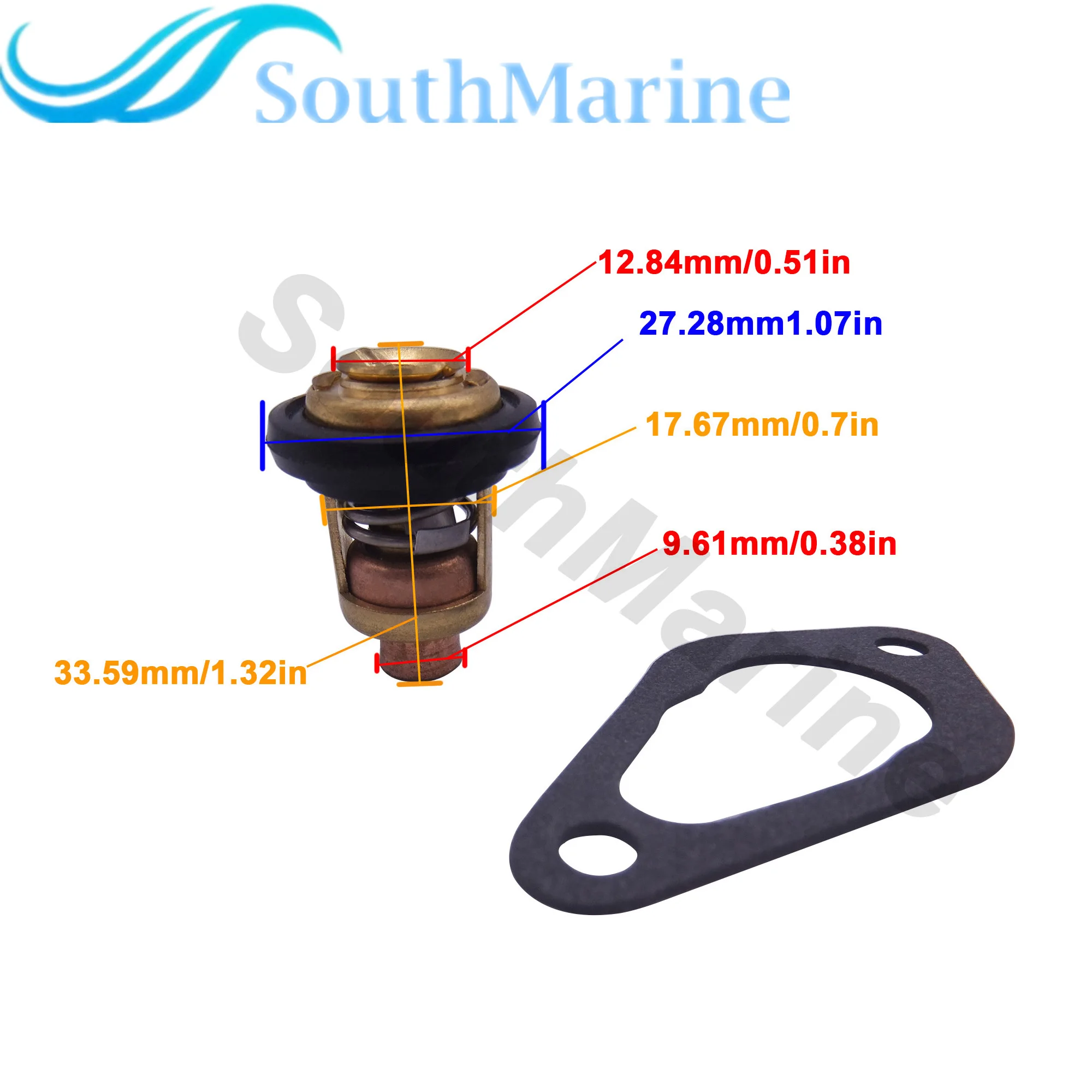 Boat Motor 855676002 8M0119207 Thermostat & 27-853702005 Gasket for Mercury Marine Outboard Engine 8HP 15HP 20HP 25HP 35HP Sier