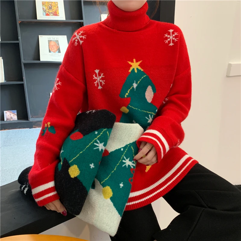 

Ugly Christmas Jumper Sweater Autumn Winter New Santa Claus Jacquard Knitted Pullover Sweaters Tops For Women 2020 Fashion