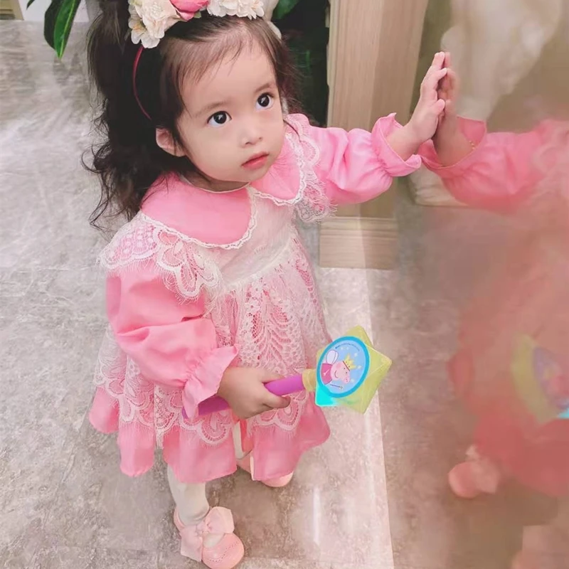 2 предмета, винтажные Вечерние шелковые платья в испанском стиле с розовыми бутонами для маленьких девочек, От 0 до 7 лет осенне-зимнее детское платье принцессы в стиле Лолиты с длинными рукавами