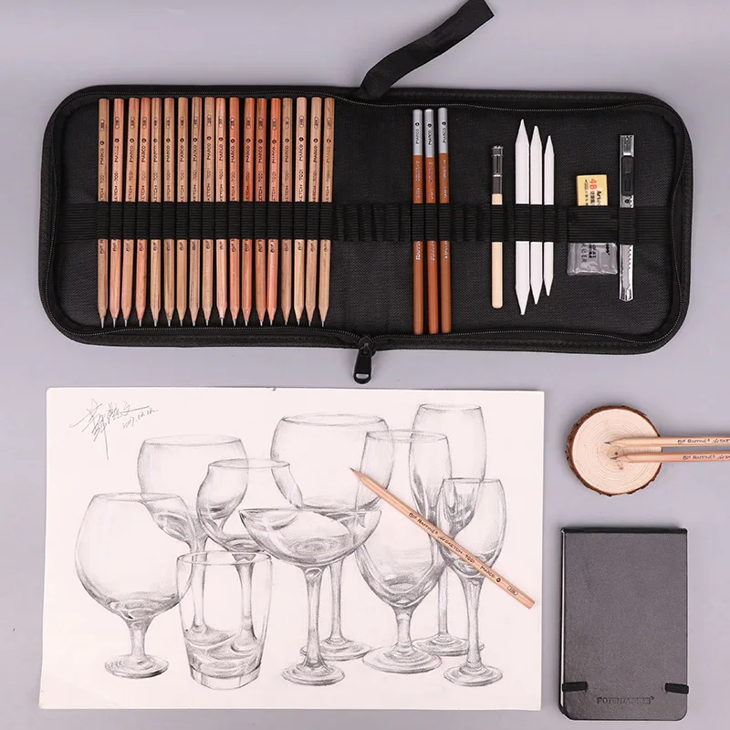 

Marco Sketch Pencil Set Professional Sketching Drawing Kit Wood Pencil Pencil Bags For Painter School Students Art Supplies