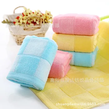 

Double Amount to Zero Twist Bamboo Fabric CHILD'S Towel Grid Jacquard 25X50 Children Face Wash Small Tower