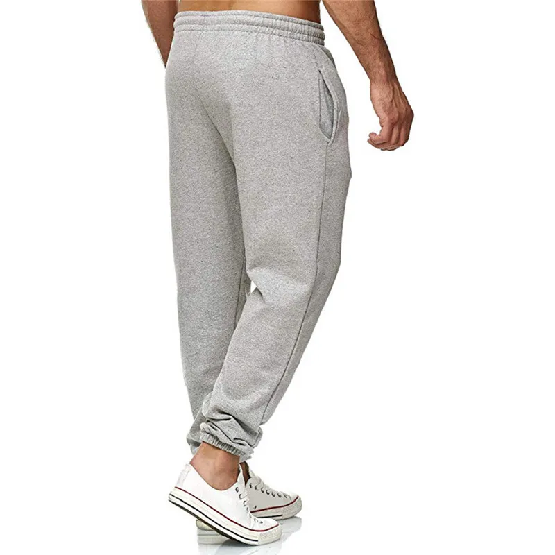 Men's Casual Long Sport Pants Slim Fit Running Trousers Male Solid Color Mid Elastic Waist Joggers Sweatpants For Streetwear
