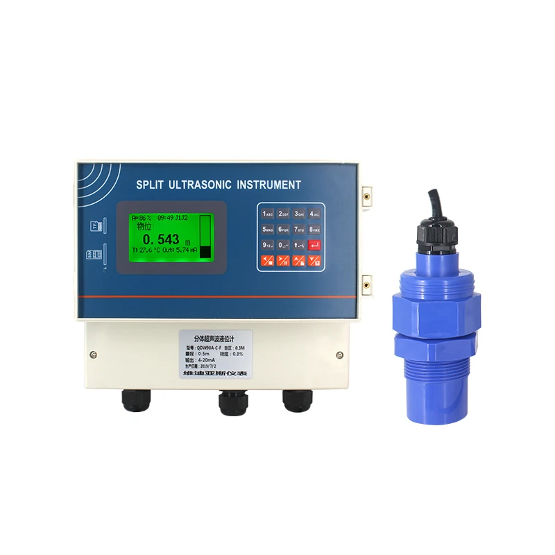 Split ultrasonic fuel level sensor 4-20mA water level meter ultrasonic level transmitter