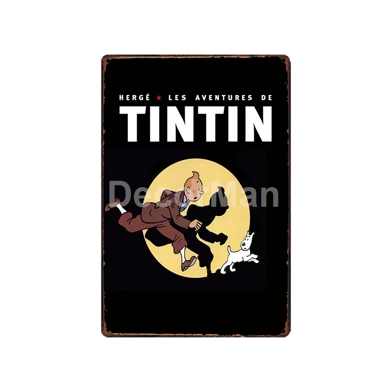 [DecorMan] TINTIN adventures мультфильм жестяная вывеска на заказ росписи картины Бар Декор LT-1828 - Цвет: sa-6351