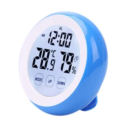 Бытовые Термометры милый большой экран измеритель температуры Магнитный цифровой термометр гигрометр Будильник цифровые часы - Цвет: Синий