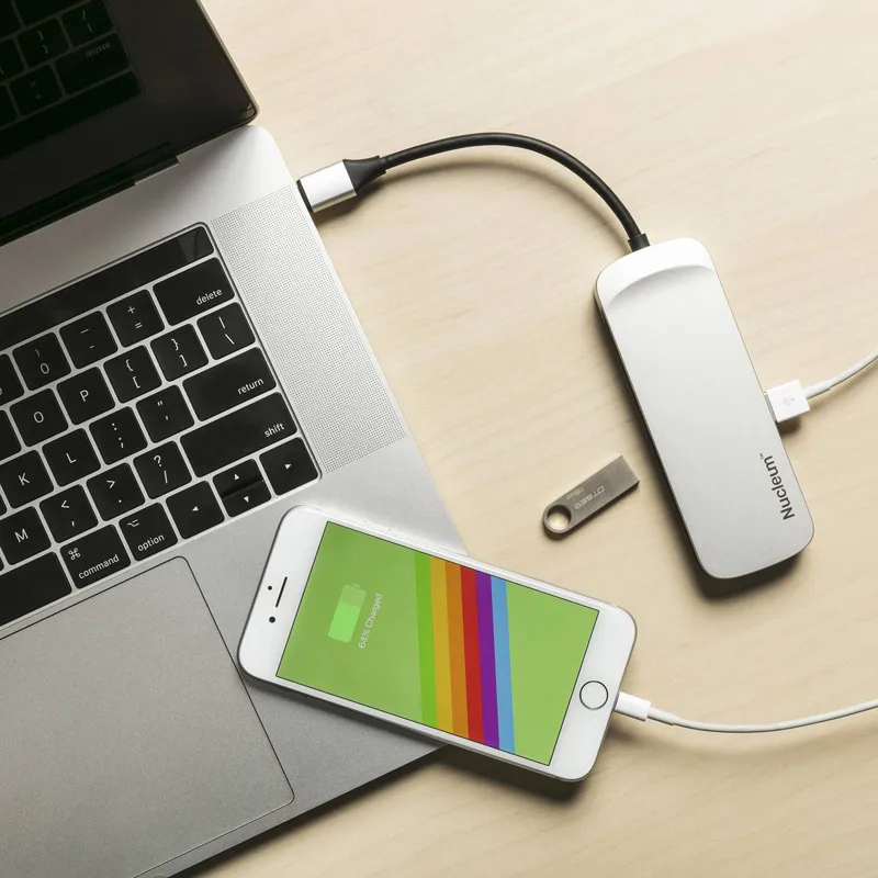 kingston Nucleum usb-хаб 7 в 1 взаимный обмен данными между компьютером и периферийными устройствами C док-станция USB 3,0 HDMI адаптер с TF/SD/Порты Тип USB-C для MacBook и телефона
