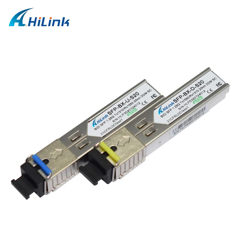 1G одиночный оптоволоконный приемопередатчик BiDi 1,25G 1310nm/1550nm 20km LC/SC DOM WDM SFP - Цвет: SC