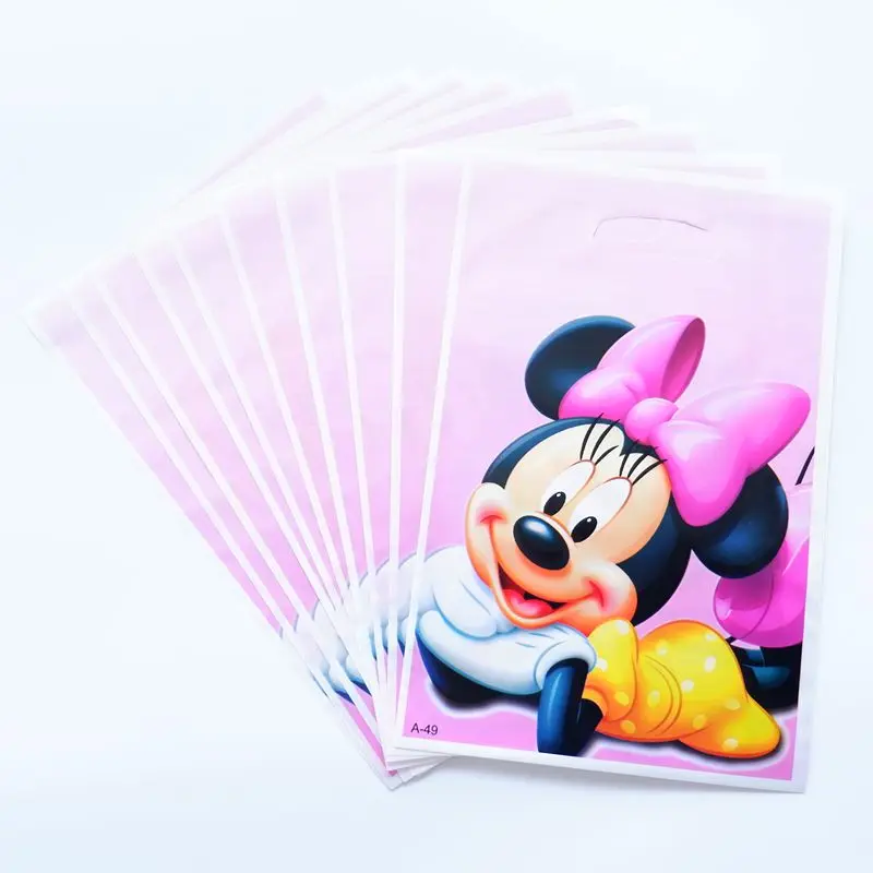 Minnie 10 шт./лот, вечерние подарочные сумки с изображением единорога из альпаки, вечерние пластиковые сумки для конфет, праздничные вечерние сумки для детей - Цвет: Minnie