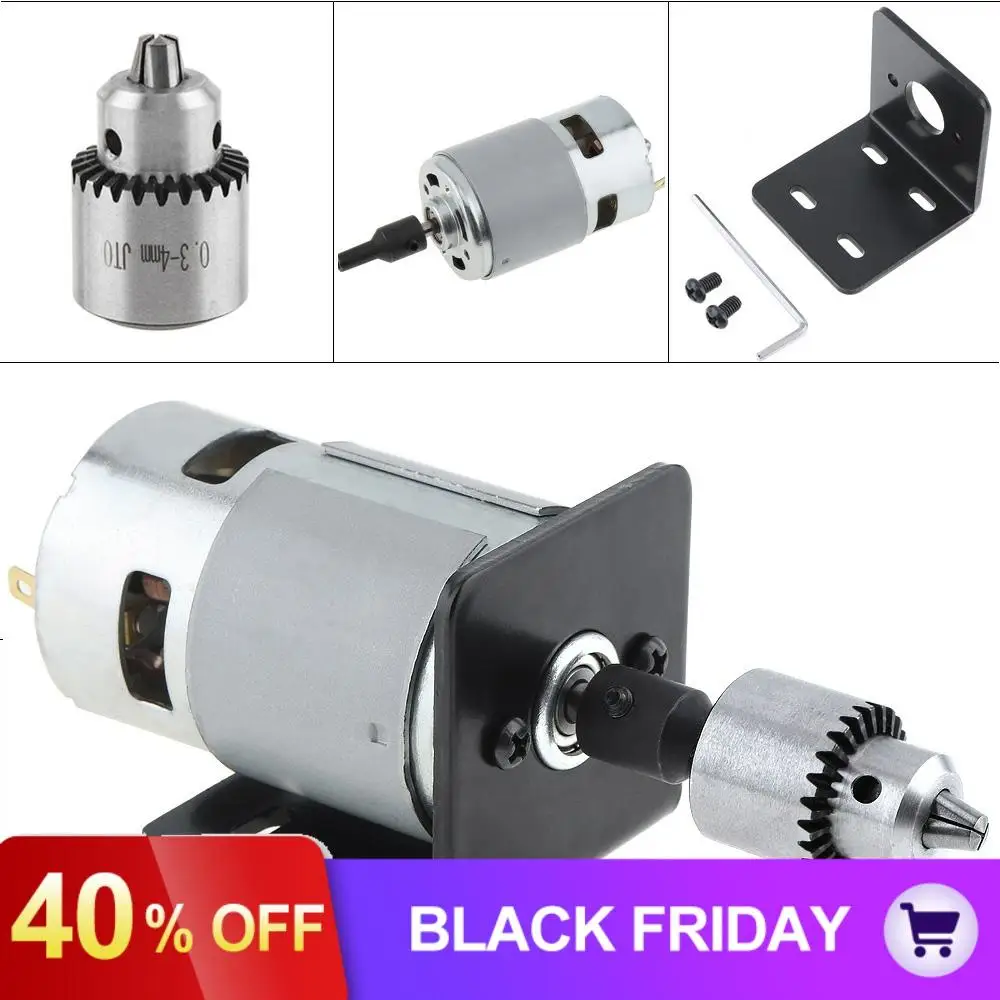 12V-24V 775 Ball Motor Small Bench Drill with JTO Chuck and Mounting Bracket for Milling Machine Lathe Drilling