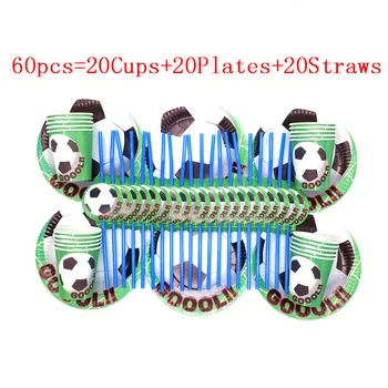 

60/30pcs Football Soccer Theme Cups Plates Straws Card Kids Birthday Party Decor Baby Shower Party Supplies set Party Decoration