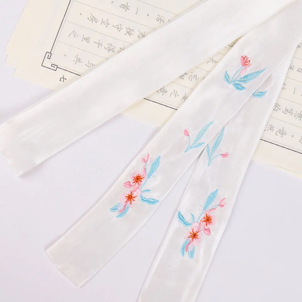 Вышитая Hanfu вишневая повязка для волос с кисточками аксессуары головной убор античный COS китайский стиль длинный галстук для волос - Цвет: FD6