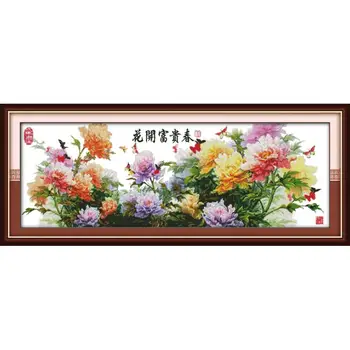 

Joy Sunday Flowers Blooming with Wealth In Spring Cross Stitch Kits Embroidery Needlework Sets 11&14CT Cross Stitch Embroidery