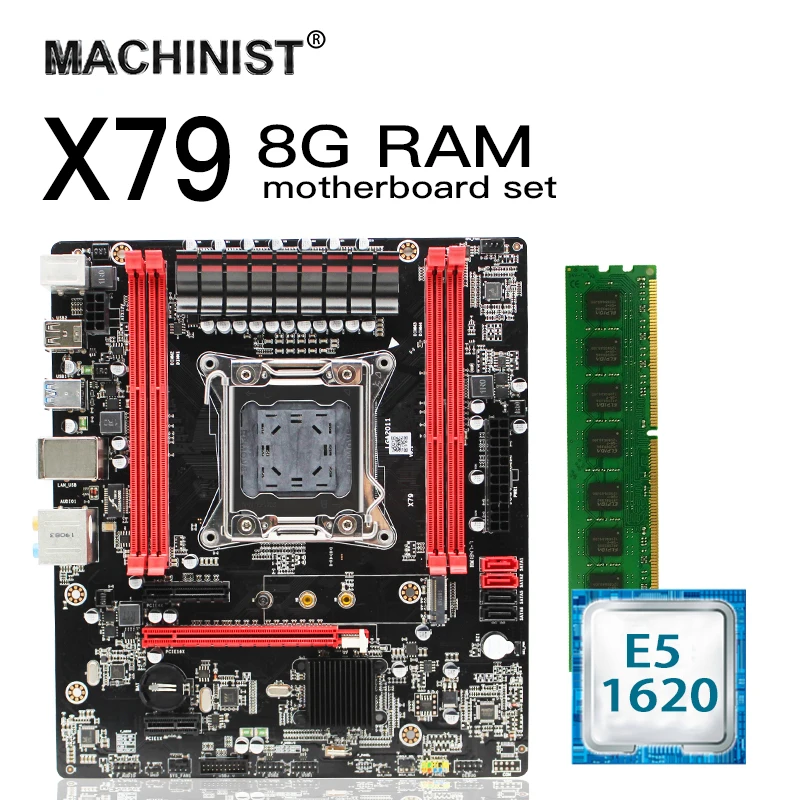 

X79 motherboard set lga 2011 kit with Intel Xeon E5 1620 CPU 8GB 1600MHz DDR3 ECC REG memory RAM MATX NVME M.2 SSD