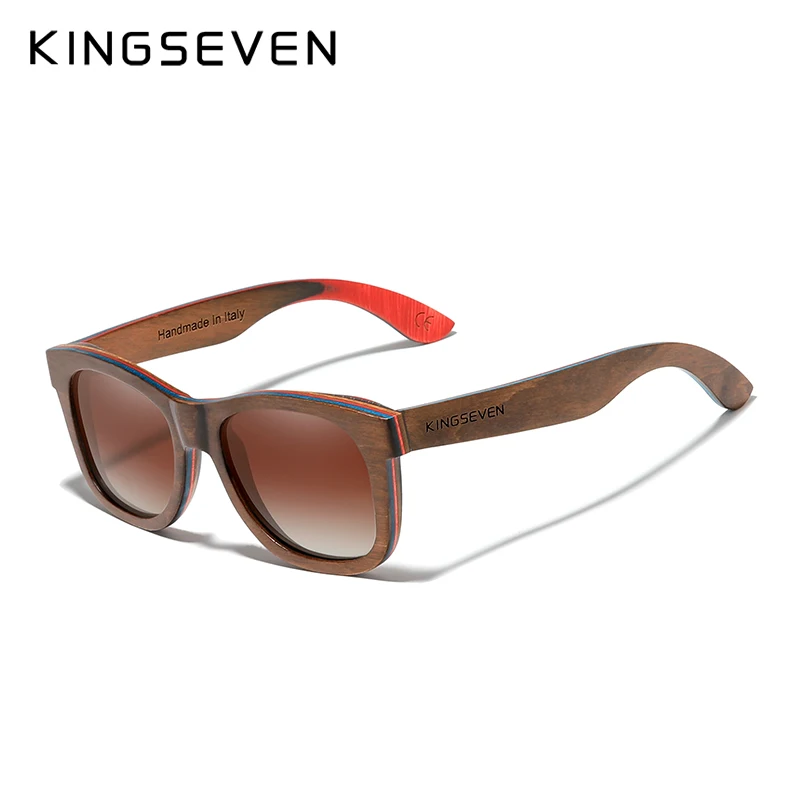 KINGSEVEN ручной работы натуральные деревянные солнечные очки Мужские поляризационные градиентные линзы женские дорожные Винтажные Солнцезащитные очки Oculos De Sol