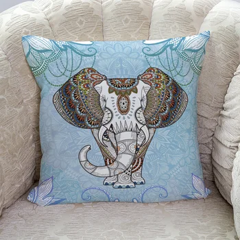 

Indian Ethnic Patterned Elephant Pillow Covers Cases Cushion Pillowcase Square Print