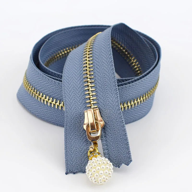 Light blue 2/5 шт 5# металлическая молния Длина золотые зубы открытый конец 85 см молния для пуховика пальто швейная одежда DIY аксессуары ручной работы ZA241 - Цвет: Light blue