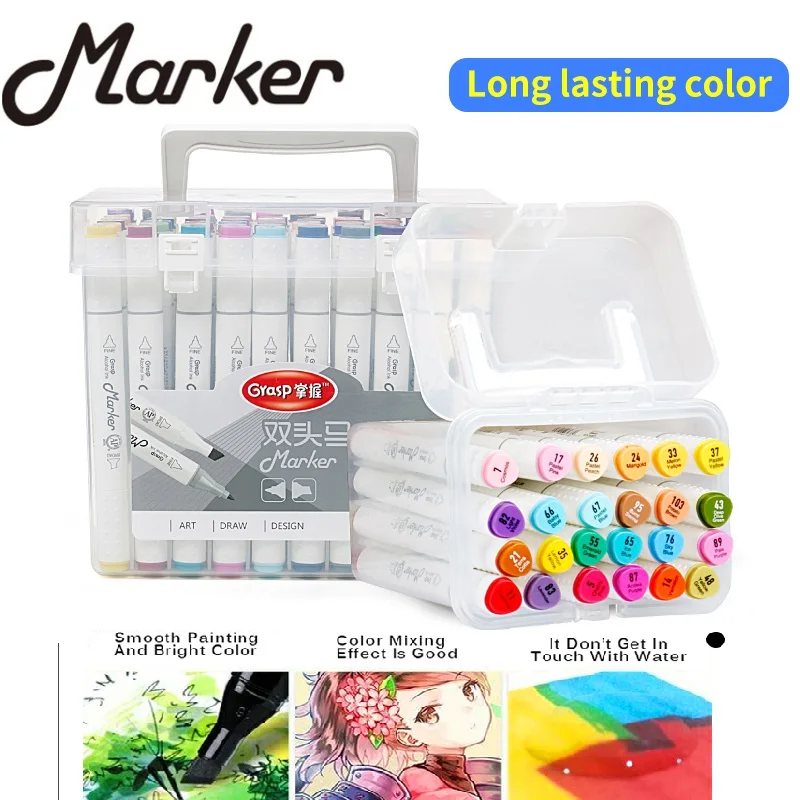 24/48/60/80/120 Color Art Markers Set Dual Headed Artist Sketch Oily Alcohol based markers For Animation Manga