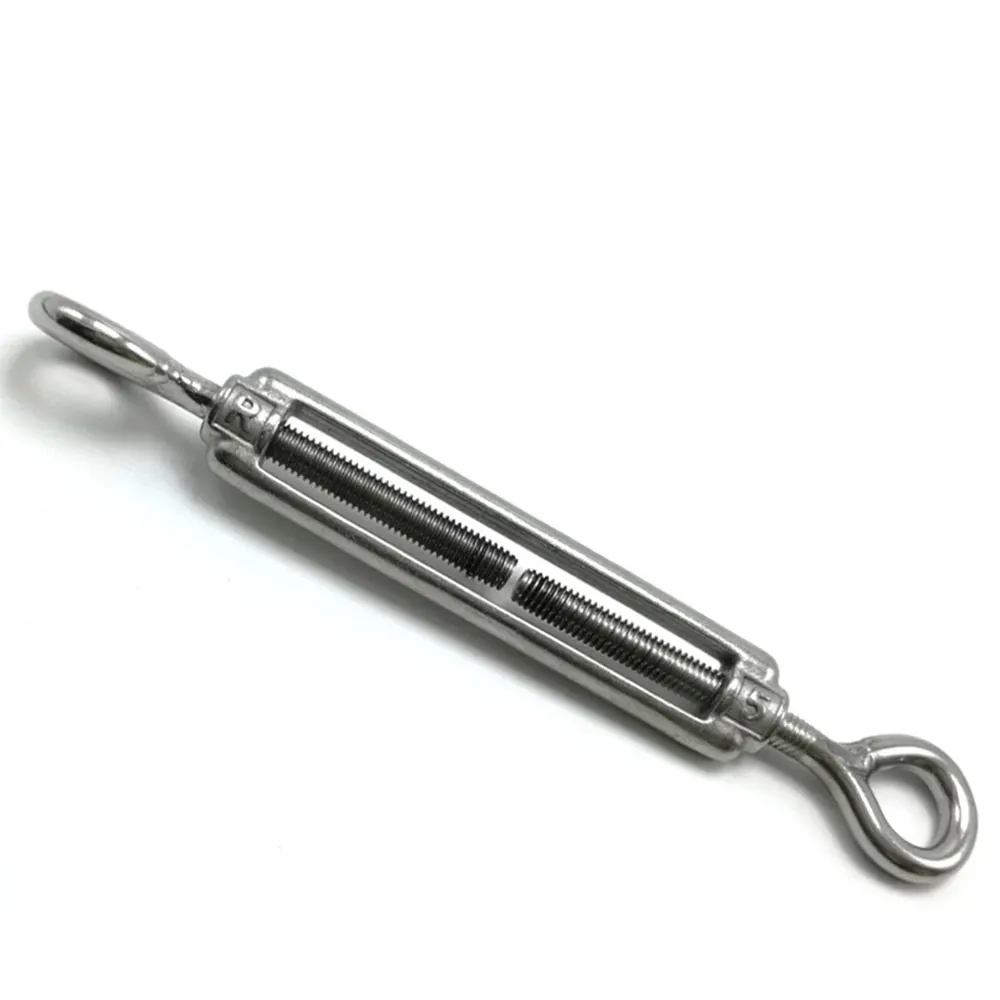 Silver 304 Stainless Steel European Style Eye & Eye Turnbuckle M4/M5/M6 Turnbuckle Adjustable Wire Rope Tensioner