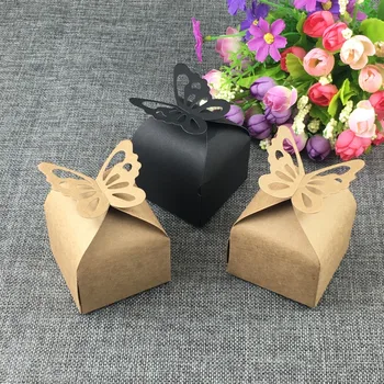 

500PCS Butterfly Favor Gift/Candy Boxes Retro Paper Packaging Box Kraft Gift Boxes Wedding Boxes For Jewelry/Chocolates/Gifts