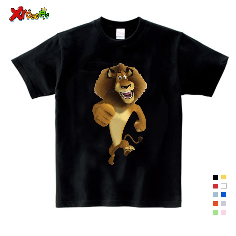 

2019 Summer New T Shirt Cartoon Madagascar Lion Alex Cute Tops T Shirt Summer Send Children Birthday Gift T-shirt 3-12 years
