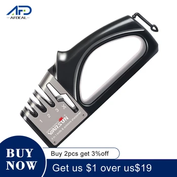 

Knife Sharpener 4 in 1 Diamond Coated&Fine Rod Knife Shears Multifucntional Knife Sharpener Safe 3 Stage Knife Sharpening Stone